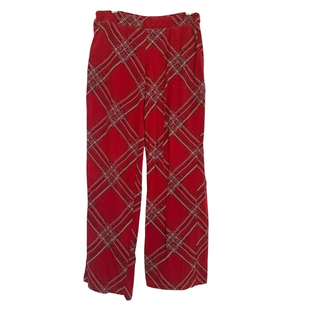 Soma Intimates Red Plaid Pajama Set Long Sleeve‎ Pants S Cotton Blend Soft READ